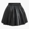 Faux Leather Ruched Skirt>MICAS Best