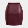 Faux Leather Ruched Skirt>MICAS Fashion
