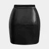 Faux Leather Ruched Skirt>MICAS Fashion