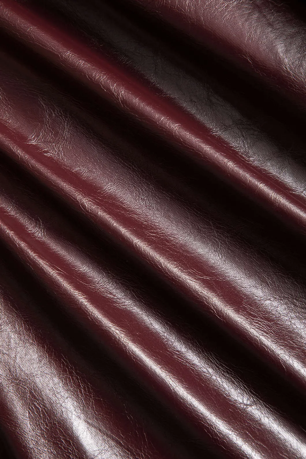 Faux Leather Ruched V-Neck Midi Dress>MICAS Outlet