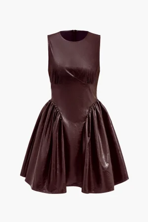 Faux Leather Sleeveless Mini Dress>MICAS Discount