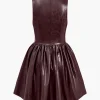 Faux Leather Sleeveless Mini Dress>MICAS Discount