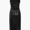 Faux Leather Slip Lace Up Midi Dress>MICAS Discount