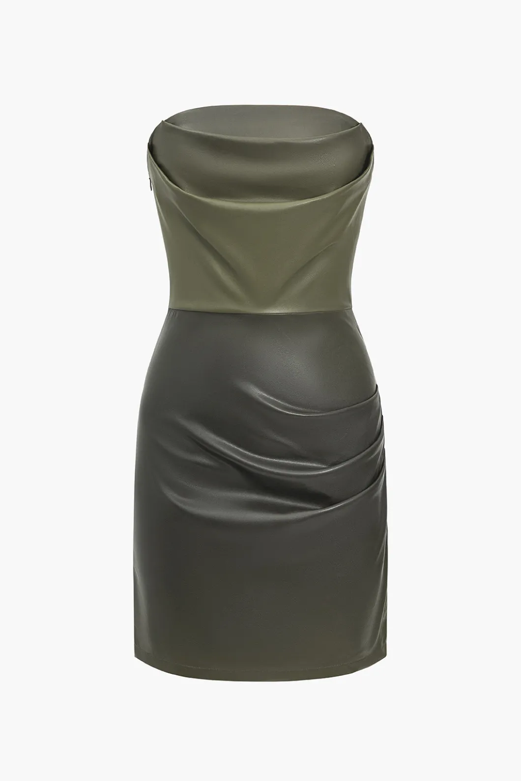 Faux Leather Strapless Mini Dress>MICAS Hot