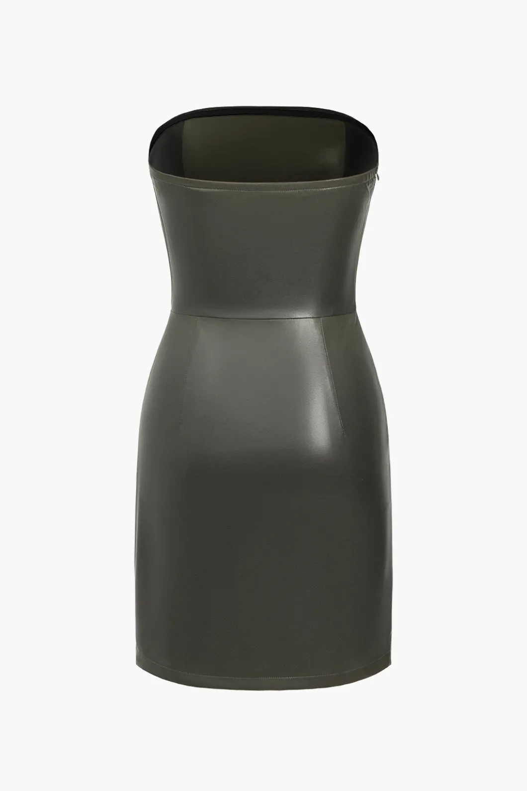 Faux Leather Strapless Mini Dress>MICAS Hot