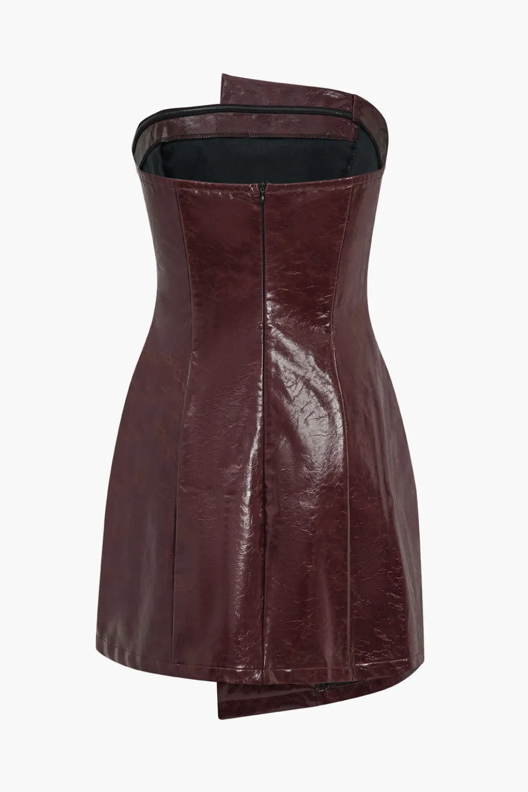 Faux Leather Strapless Mini Dress With Shell Embellishments>MICAS Clearance