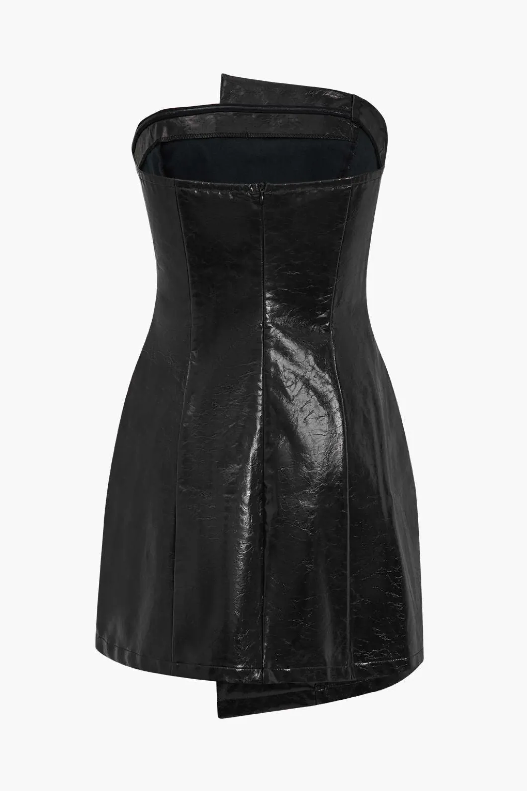 Faux Leather Strapless Mini Dress With Shell Embellishments>MICAS Clearance