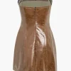 Faux Leather Strapless Mini Dress With Shell Embellishments>MICAS Clearance