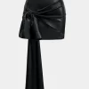 Faux Leather Tie Front Asymmetrical Skirt>MICAS Clearance