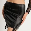 Faux Leather Tie Side Mini Skirt>MICAS Outlet