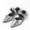 Faux Leather Tie-Up Pointed Toe Mid Heel Sandals>MICAS Online