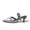 Faux Leather Tie-Up Pointed Toe Mid Heel Sandals>MICAS Online