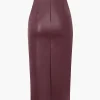 Faux Leather Wrap Ruched Midi Skirt>MICAS Outlet