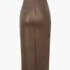 Faux Leather Wrap Ruched Midi Skirt>MICAS Outlet