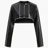 Faux Leather Zipper Detail Contrast Binding Jacket>MICAS Best