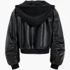 Faux Leather Zipper Hooded Pocket Long-Sleeve Jacket>MICAS Discount