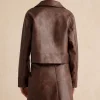 Faux Leather Zipper Long Sleeve Jacket>MICAS Clearance