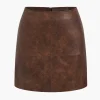 Faux Leather Zipper Skirt>MICAS Fashion