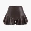 Faux Leather Zipper Skort>MICAS Fashion