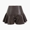 Faux Leather Zipper Skort>MICAS Fashion