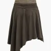 Faux Suede Asymmetrical High Waist Skirt>MICAS Hot