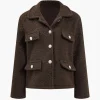 Faux Wool Button Collar Jacket>MICAS Fashion