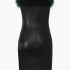 Feather Neckline Leather Mini Dress>MICAS Discount