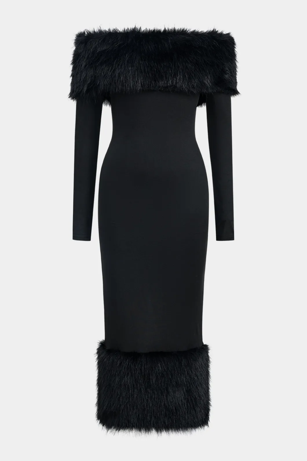 Feather Off Shoulder Long Sleeve Maxi Dress>MICAS Best