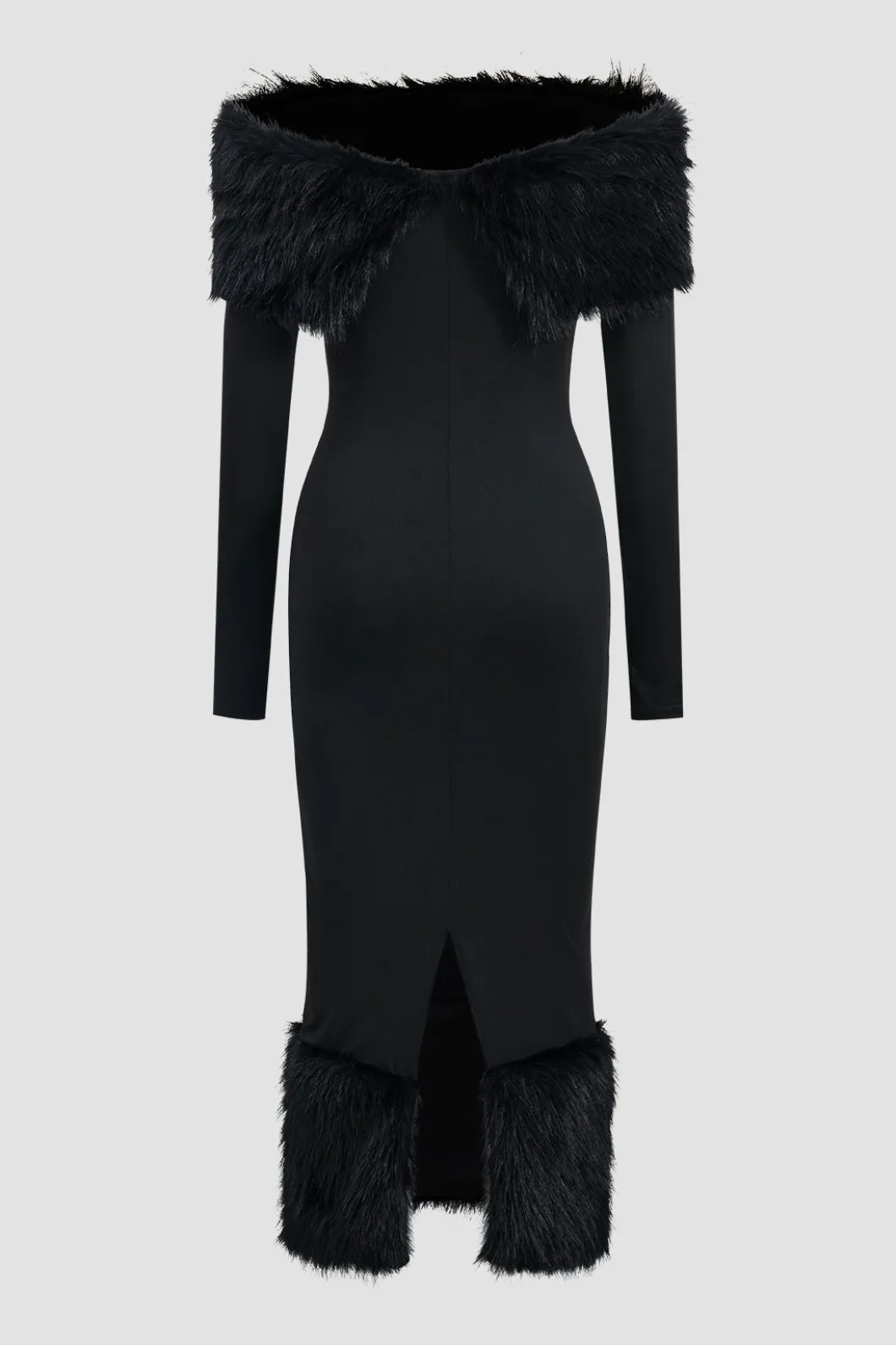 Feather Off Shoulder Long Sleeve Maxi Dress>MICAS Best