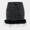 Feathered Denim Skirt>MICAS Fashion