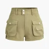 Flap Pocket High Waist Shorts>MICAS Outlet