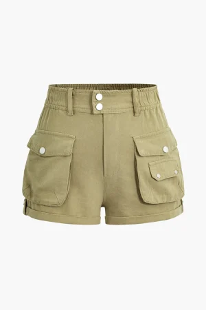 Flap Pocket High Waist Shorts>MICAS Outlet