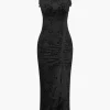 Floral Lace Tie Back Slit Maxi Dress>MICAS Sale