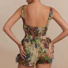 Floral Pattern Fringe Tube Top And Pocket Shorts Set>MICAS Hot