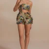 Floral Pattern Fringe Tube Top And Pocket Shorts Set>MICAS Hot
