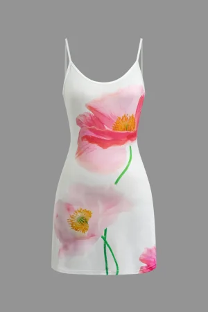 Floral Print Backless Slip Mini Dress>MICAS Online