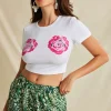 Floral Print Crop T-shirt>MICAS Discount