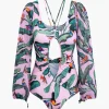 Floral Print Cut Out Tummy Control One-Piece Swimsuit>MICAS New