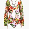 Floral Print Cut Out Tummy Control One-Piece Swimsuit>MICAS Hot