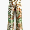 Floral Print Drawstring Slit Wide Leg Pants>MICAS Best