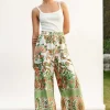 Floral Print Drawstring Slit Wide Leg Pants>MICAS Best
