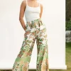 Floral Print Drawstring Slit Wide Leg Pants>MICAS Best