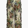 Floral Print Fringe Tie Back Tube Top And Button Pocket Trouser Set>MICAS New