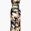 Floral Print Halter Midi Dress>MICAS Outlet