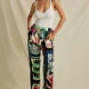 Floral Print High Waisted Straight Leg Pants>MICAS New