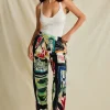 Floral Print High Waisted Straight Leg Pants>MICAS New
