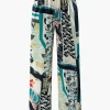 Floral Print High Waisted Straight Leg Pants>MICAS New