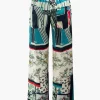 Floral Print High Waisted Straight Leg Pants>MICAS New