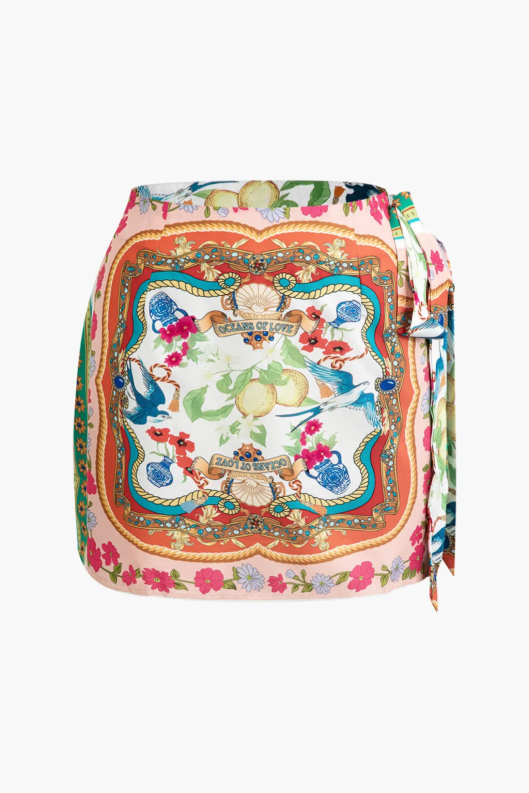 Floral Print Knot Mini Skirt>MICAS Fashion