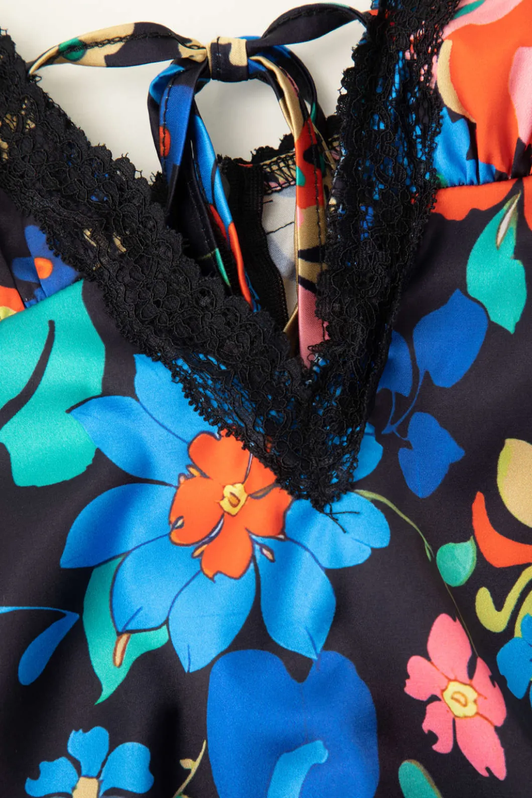 Floral Print Lace Trim V-neck Maxi Dress>MICAS Best